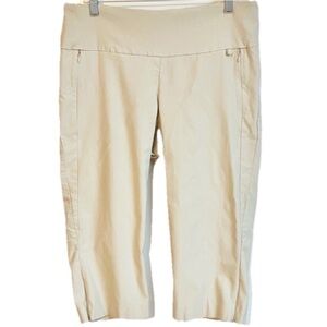 Swing Control Women’s Crop Pants Pull On Waist Size 16 Solid Tan Khaki Stretchy
